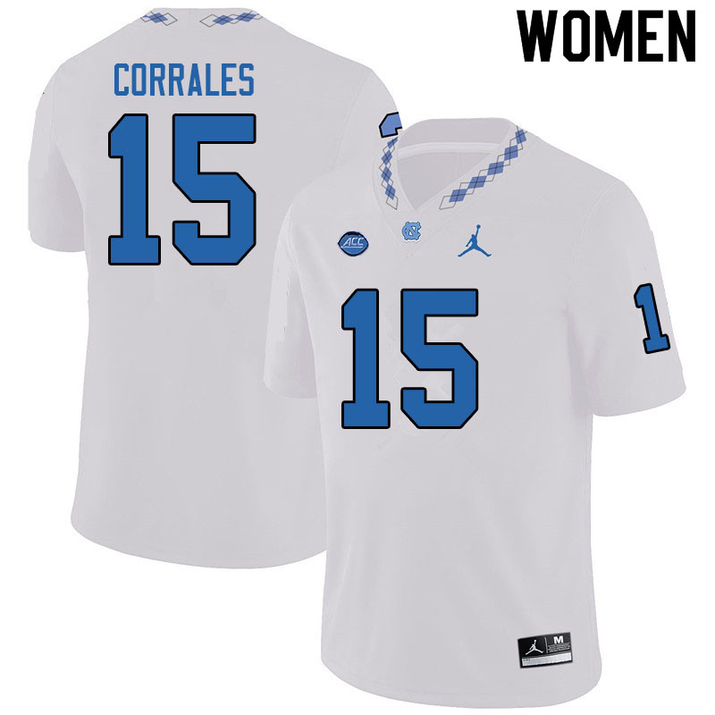 Jordan Brand Women #15 Beau Corrales North Carolina Tar Heels College Football Jerseys Sale-White